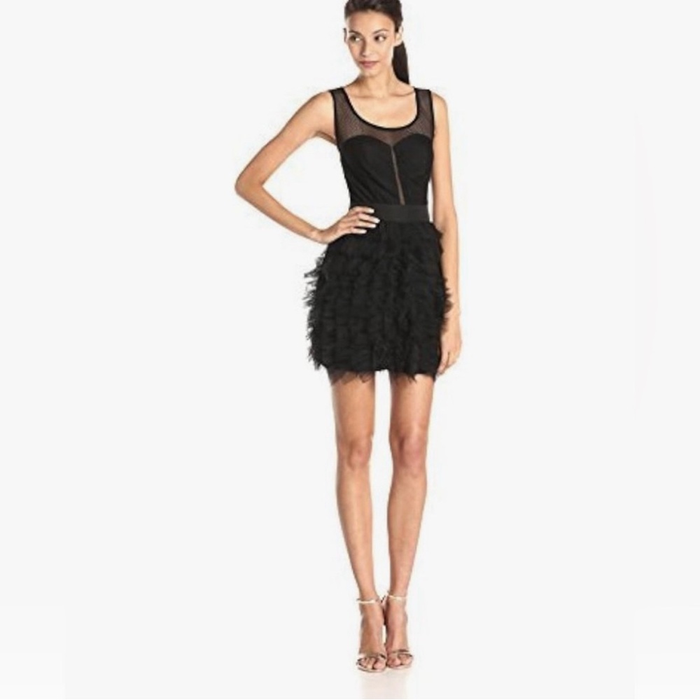 BCBG Generation Paneled Sheer Bustier Tulle Black Dress Size 2